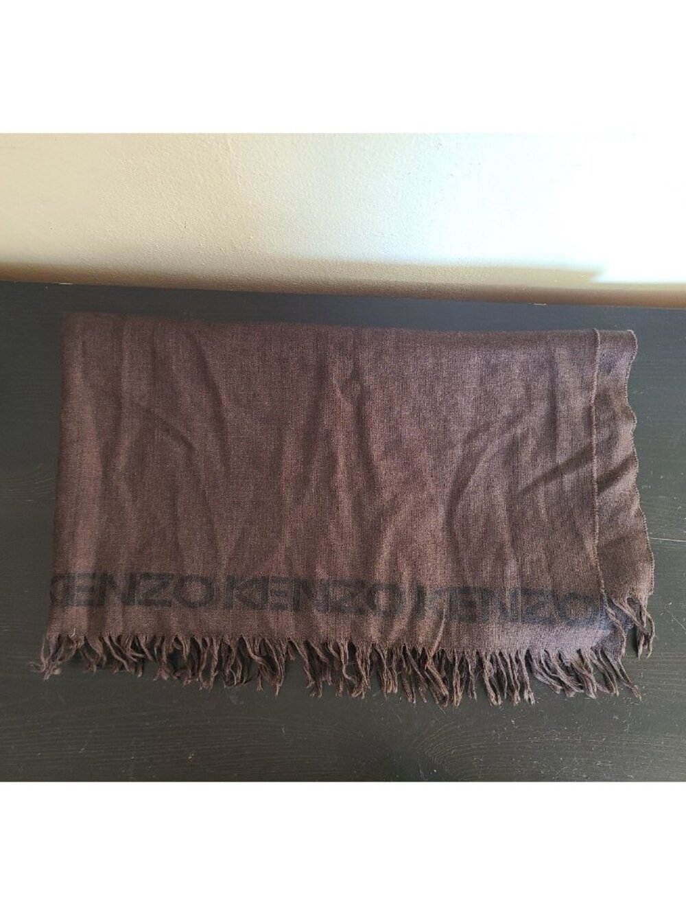 Kenzo Mens Wool Silk Scarf Large Brown